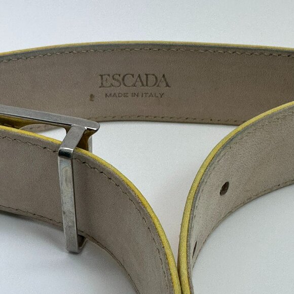 Escada Vintage Belt Women's Size 40 Textured Leather Yellow Made In Italy - Picture 4 of 5
